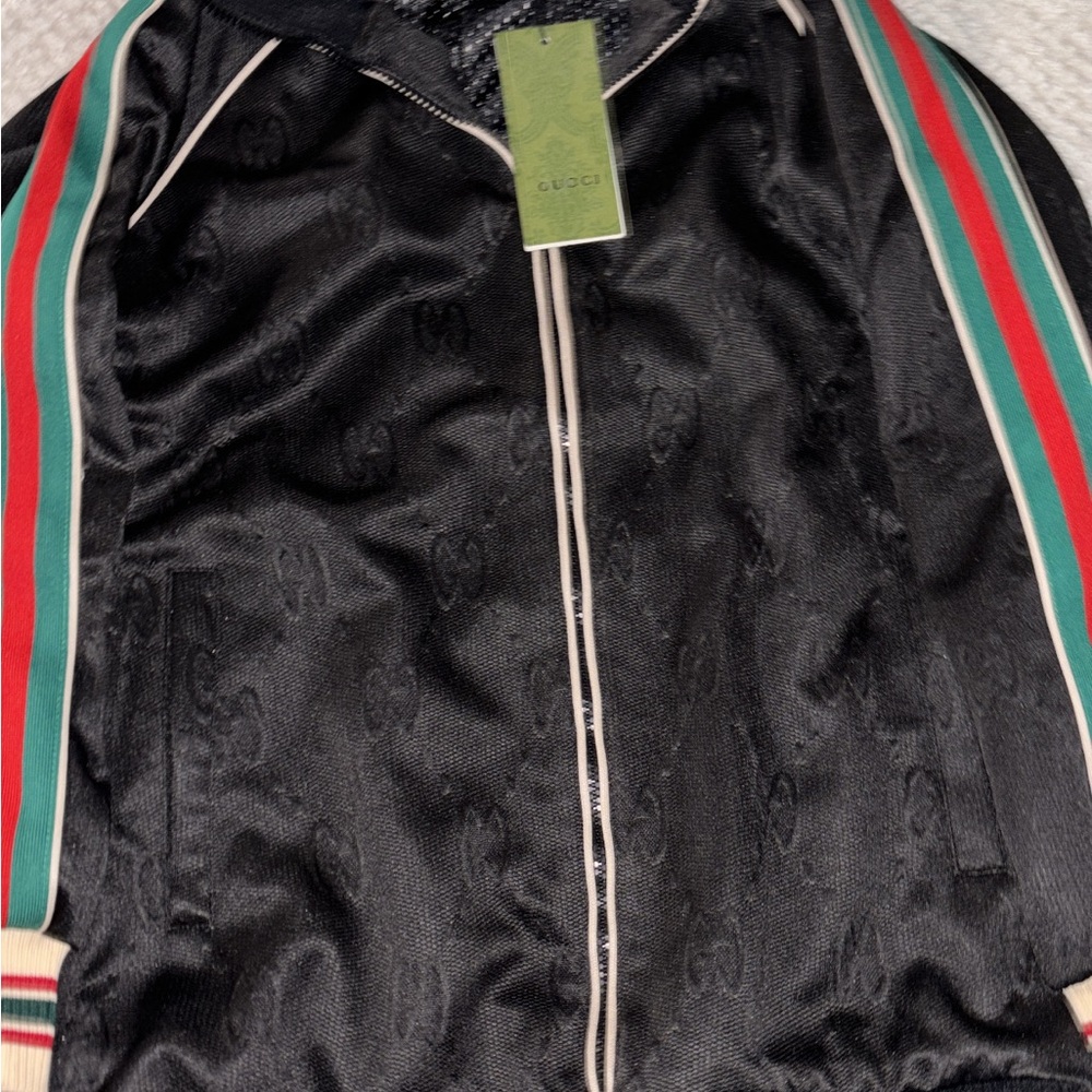 Gucci Black Jacket with Red and Green Accents